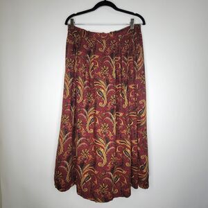 Vintage REQUIREMENTS Paisley Maxi Skirt Size 12 Elastic Waist Pockets Pleated